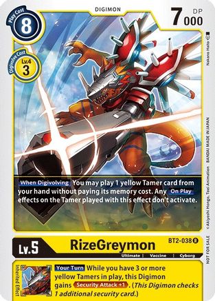 RizeGreymon - BT2-038 (Official Tournament Pack Vol.2) (BT2-038) - Release Special Booster 1.0