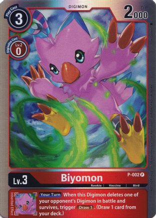 Biyomon - P-002 (Rainbow Foil) (P-002) - Digimon Promotion Cards Foil