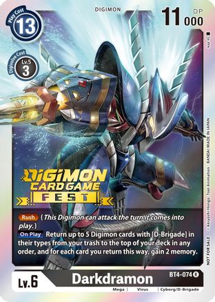 Darkdramon (Digimon Card Game Fest 2022) (BT4-074) - Great Legend Foil