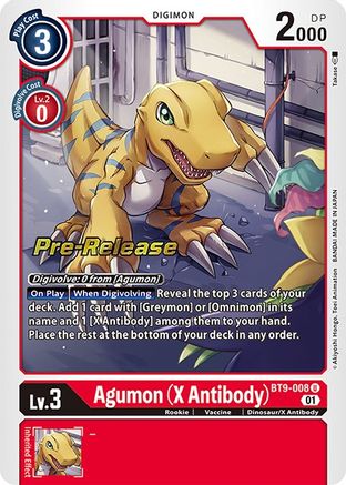 Agumon (X Antibody) (BT9-008) - X Record Pre-Release Cards Foil