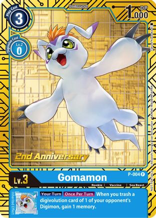 Gomamon - P-004 (2nd Anniversary Card Set) (P-004) - Digimon Promotion Cards Foil