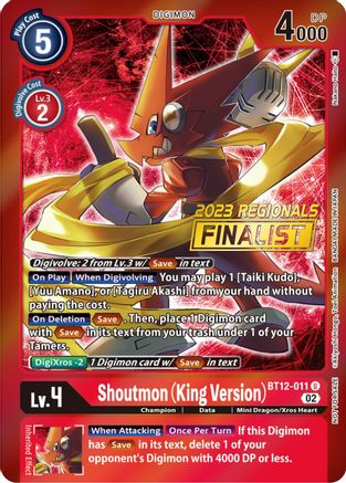 Shoutmon (King Version) (2023 Regionals Finalist) (BT12-011) - Across Time Foil