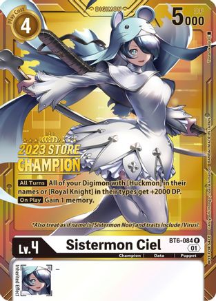 Sistermon Ciel (2023 Store Champion) (BT6-084) - Double Diamond Foil