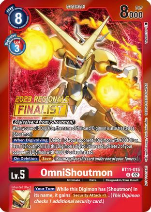 OmniShoutmon (2023 Regionals Finalist) (BT11-015) - Dimensional Phase Foil