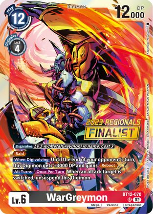 WarGreymon (2023 Regionals Finalist) (BT12-070) - Across Time Foil