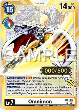 Omnimon (Serial Numbered) (BT5-086) - Battle of Omni Foil