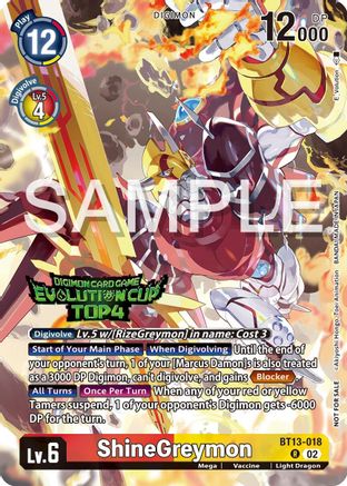 ShineGreymon - BT13-018 (2024 Evolution Cup Top 4) (BT13-018) - Versus Royal Knights Foil
