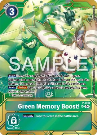 Green Memory Boost! - P-038 (Premium Card Collection - Memory Boost! Set) (P-038) - Digimon Promotion Cards Foil