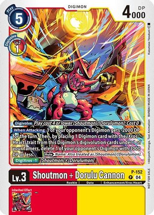 Shoutmon + Dorulu Cannon (Store Tournament 2024 Oct. - Dec. Participation Pack) (P-152) - Digimon Promotion Cards