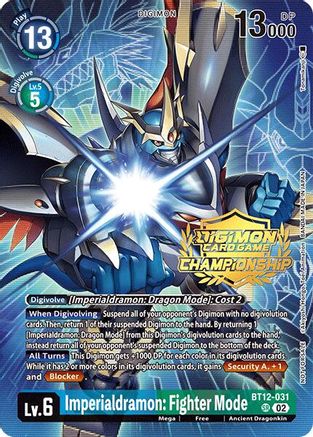 Imperialdramon: Fighter Mode (Championship 2024 Gold Stamp Card Set) (BT12-031) - Across Time Foil