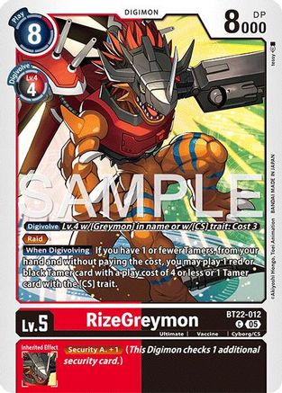 RizeGreymon (BT22-012) - Cyber Eden