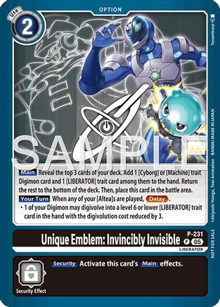 Unique Emblem: Invincibly Invisible (Dawn of Liberator Box Topper) (P) - Digimon Promotion Cards Foil