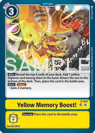 Yellow Memory Boost! (Reprint) (P-037) - Advanced Booster Digimon Generation Foil