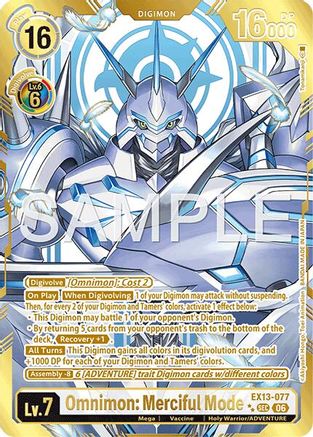 Omnimon: Merciful Mode (Rare Pull) (EX13-077) - Chivalrous XIII Foil