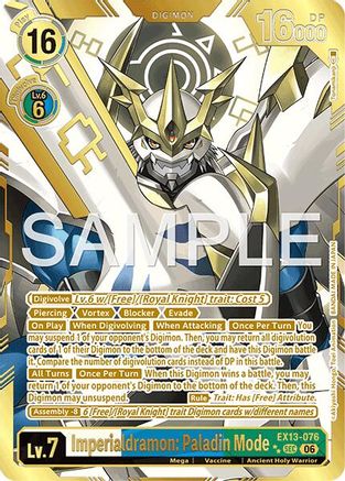 Imperialdramon: Paladin Mode (Rare Pull) (EX13-076) - Chivalrous XIII Foil