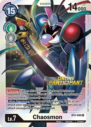 Chaosmon - BT4-090 (2021 Championship Online Regional) [Online Participant] (BT4-090) - Great Legend Foil