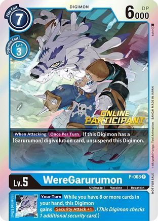 WereGarurumon - P-008 (2021 Championship Online Regional) [Online Participant] (P-008) - Digimon Promotion Cards Foil