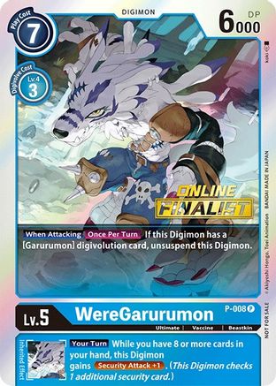 WereGarurumon - P-008 (2021 Championship Online Regional) [Online Finalist] (P-008) - Digimon Promotion Cards Foil