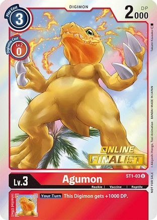 Agumon - ST1-03 (2021 Championship Online Regional) [Online Finalist] (ST1-03) - Starter Deck 01: Gaia Red Foil