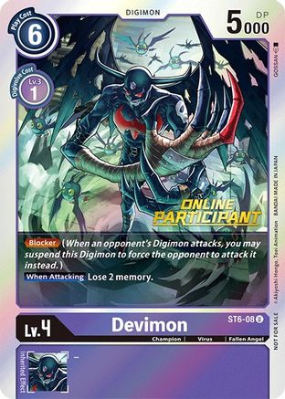 Devimon - ST6-08 (2021 Championship Online Regional) [Online Participant] (ST6-08) - Starter Deck 06: Venomous Violet Foil