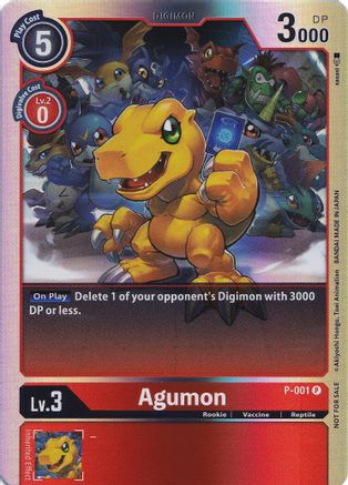 Agumon - P-001 (Rainbow Foil) (P-001) - Digimon Promotion Cards Foil
