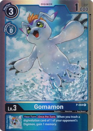Gomamon - P-004 (Rainbow Foil) (P-004) - Digimon Promotion Cards Foil
