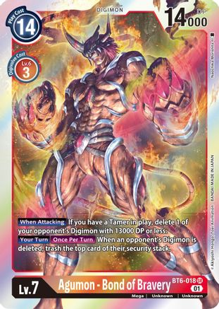 Agumon - Bond of Bravery (BT6-018) - Double Diamond Foil