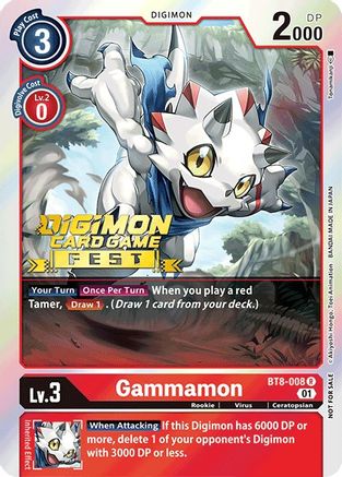 Gammamon (Digimon Card Game Fest 2022) (BT8-008) - Dimensional Phase Foil
