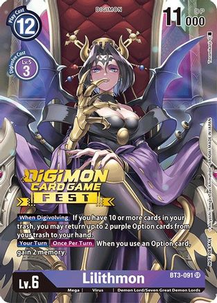 Lilithmon (Digimon Card Game Fest 2022) (BT3-091) - Release Special Booster 1.0 Foil
