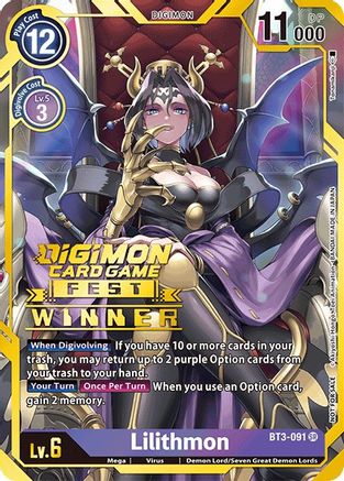 Lilithmon (Digimon Card Game Fest 2022 Winner) (BT3-091) - Release Special Booster 1.0 Foil