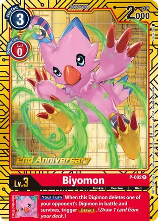 Biyomon - P-002 (2nd Anniversary Card Set) (P-002) - Digimon Promotion Cards Foil