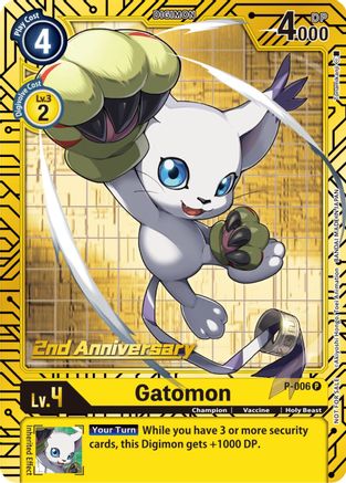 Gatomon - P-006 (2nd Anniversary Card Set) (P-006) - Digimon Promotion Cards Foil