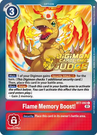 Flame Memory Boost! (Judge Pack 3) (BT7-092) - Next Adventure Foil