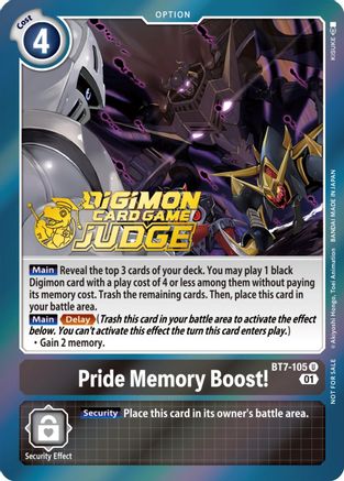 Pride Memory Boost! (Judge Pack 3) (BT7-105) - Next Adventure Foil