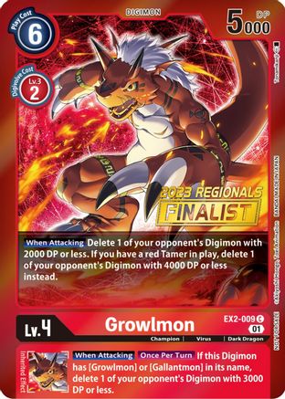 Growlmon (2023 Regionals Finalist) (EX2-009) - Digital Hazard Foil