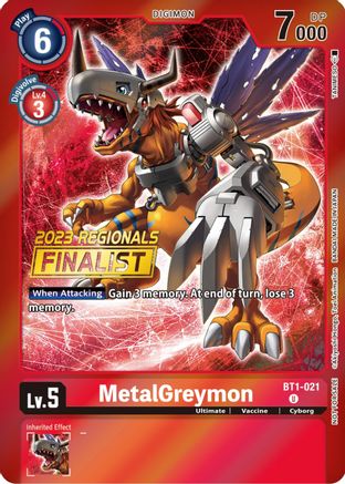 MetalGreymon - BT1-021 (2023 Regionals Finalist) (BT1-021) - Release Special Booster 1.0 Foil