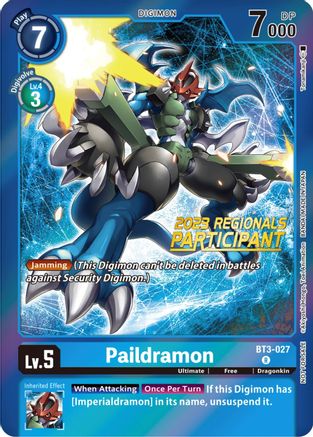 Paildramon (2023 Regionals Participant) (BT3-027) - Release Special Booster 1.5 Foil