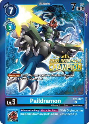 Paildramon (2023 Regionals Champion) (BT3-027) - Release Special Booster 1.5 Foil