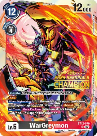 WarGreymon (2023 Regionals Champion) (BT12-070) - Across Time Foil