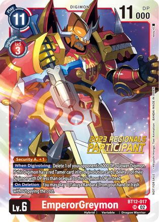 EmperorGreymon (2023 Regionals Participant) (BT12-017) - Across Time Foil