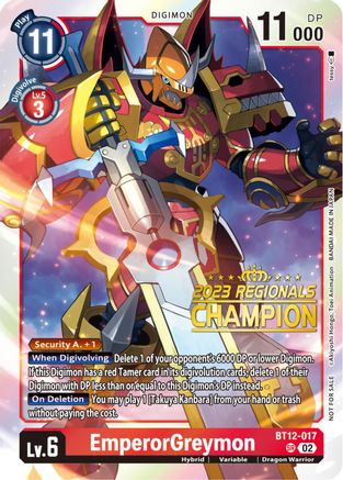 EmperorGreymon (2023 Regionals Champion) (BT12-017) - Across Time Foil