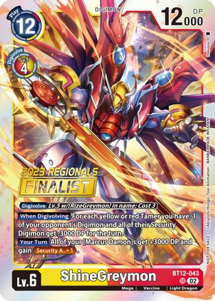 ShineGreymon (2023 Regionals Finalist) (BT12-043) - Across Time Foil