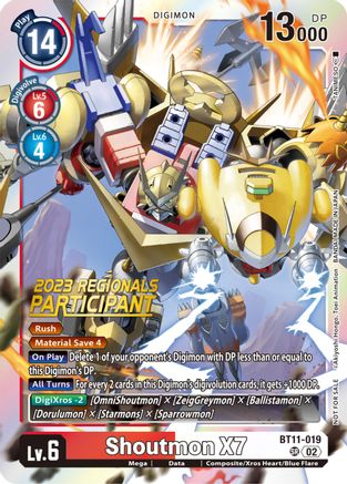 Shoutmon X7 (2023 Regionals Participant) (BT11-019) - Dimensional Phase Foil