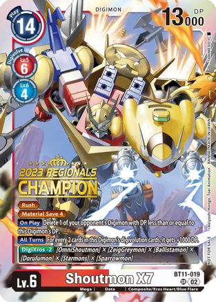 Shoutmon X7 (2023 Regionals Champion) (BT11-019) - Dimensional Phase Foil