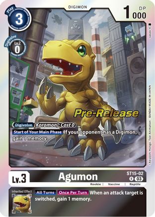 Agumon (ST15-02) - Starter Deck 15: Dragon of Courage Pre-Release Cards Foil