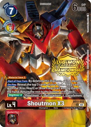 Shoutmon X3 (Championship 2023 Tamers Pack) (BT11-012) - Dimensional Phase Foil