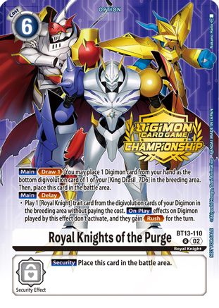 Royal Knights of the Purge (Championship 2023 Tamers Pack) (BT13-110) - Versus Royal Knights Foil