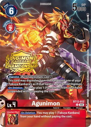Agunimon (Championship 2023 Tamers Pack) (BT12-012) - Across Time Foil