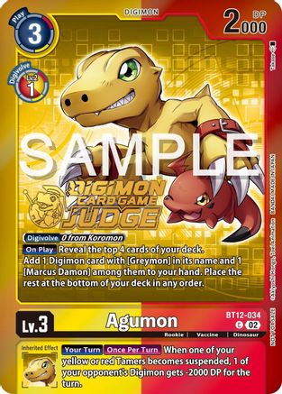 Agumon - BT12-034 (Judge Pack 5) (BT12-034) - Across Time Foil