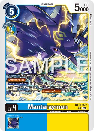 Mantaraymon (BT16-022) - Beginning Observer